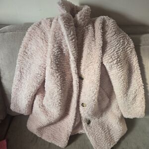 wonder nation Plush Faux Fur Teddy Coat in Light Pink Xl Girls